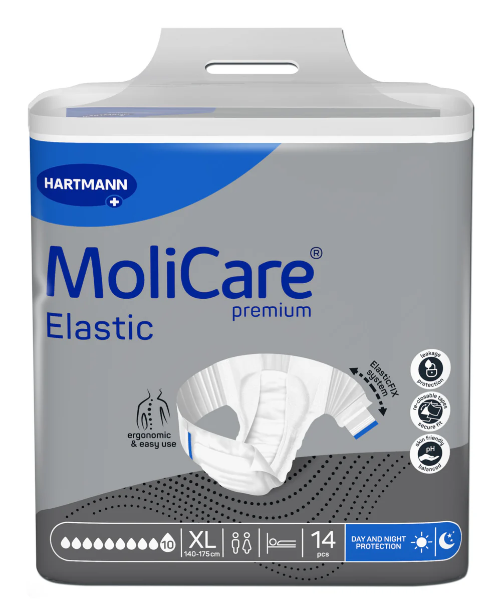 Packshot-frontal-MoliCare-Premium-Elastic-10-drops-Size-XL-14-pieces.jpg Molicare Premium Elastic 10 Drop XLarge - Image 1